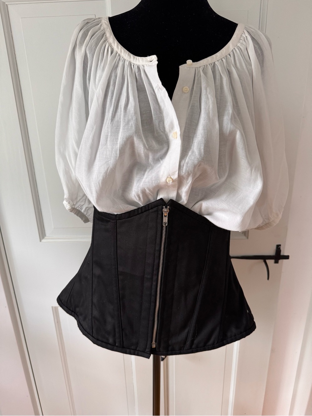 Daisy Top Drawer Steel Boned Black Satin Corset